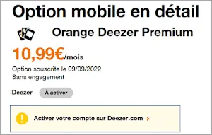 activation de deezer premium sur l'espace client orange
