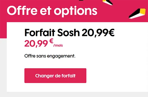 bouton pour changer de forfait sosh sur l'espace client