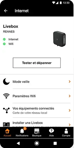 dépannage dans l'appli orange et moi