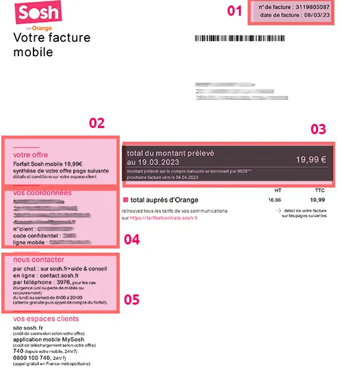 recto facture sosh mobile