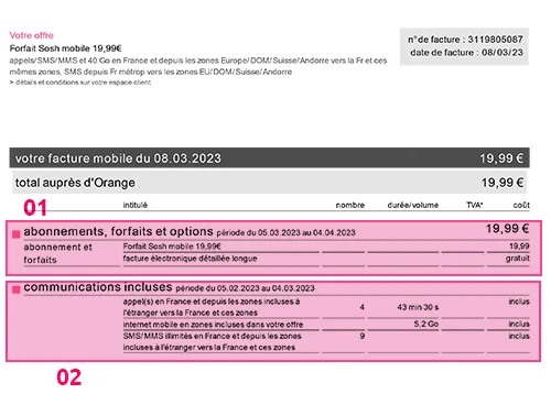 verso facture sosh mobile