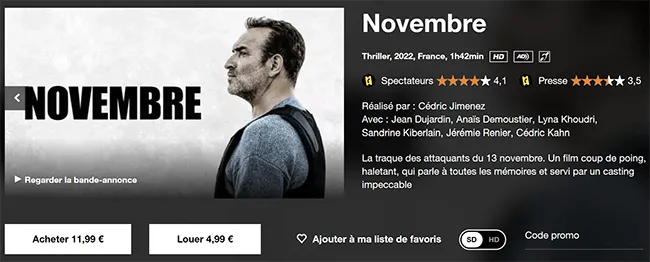 louer ou acheter un film sur le service de vod orange