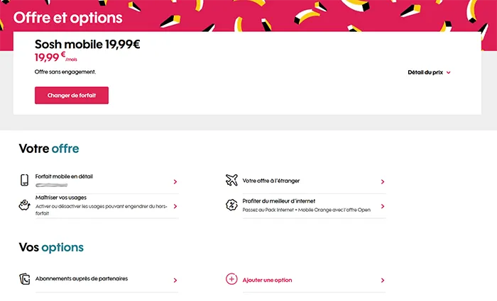 gestion de l'offre dans l'espace client sosh