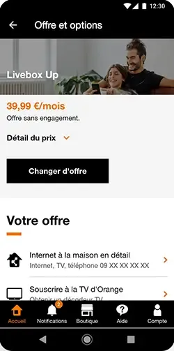 changement d'offre dans l'appli orange et moi