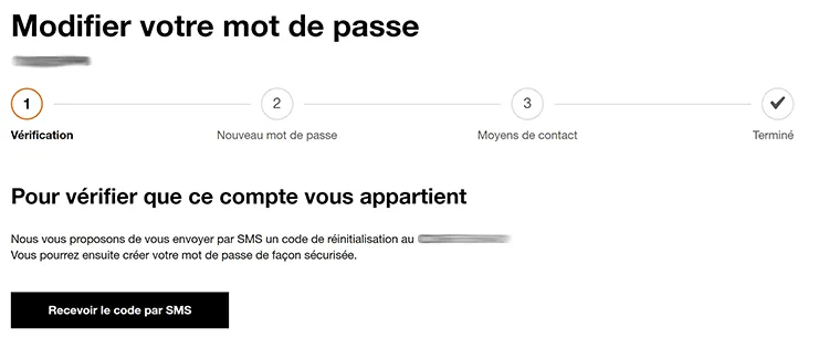 formulaire en cas de mot de passe oublié orange