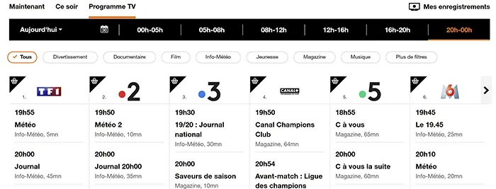 programme TV Orange sur ordinateur