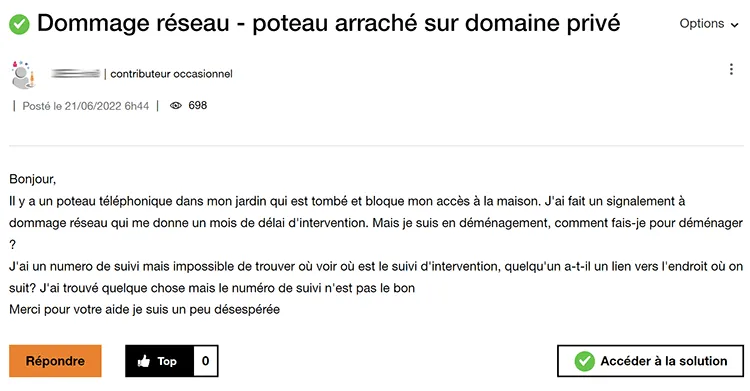 signalement d'incident réseau orange