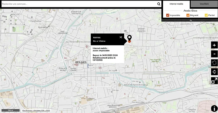 sites en maintenance ou panne chez orange